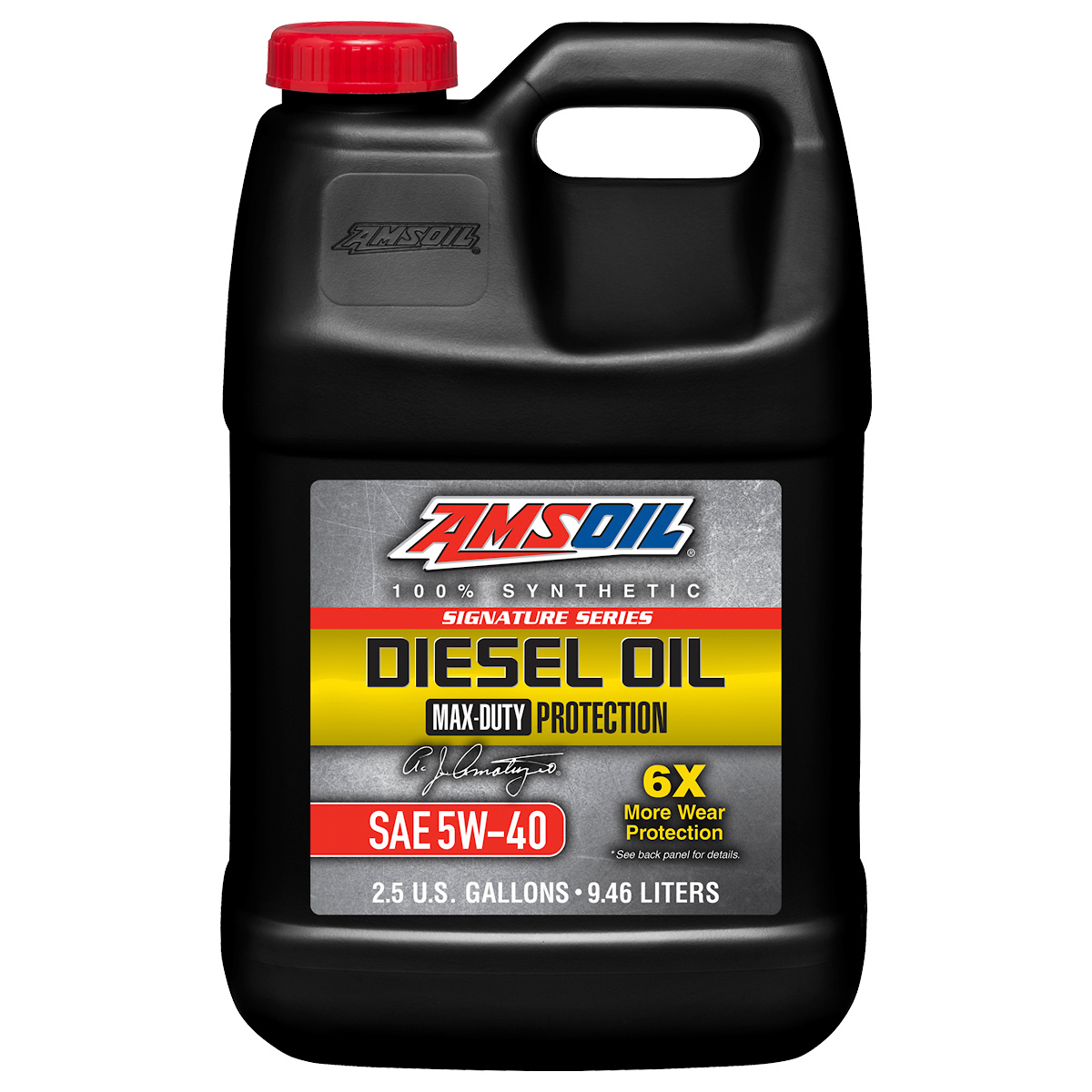 AMSOIL Signature Series Max-Duty 5W-40 synthetic diesel oil 2.5-gallon jug