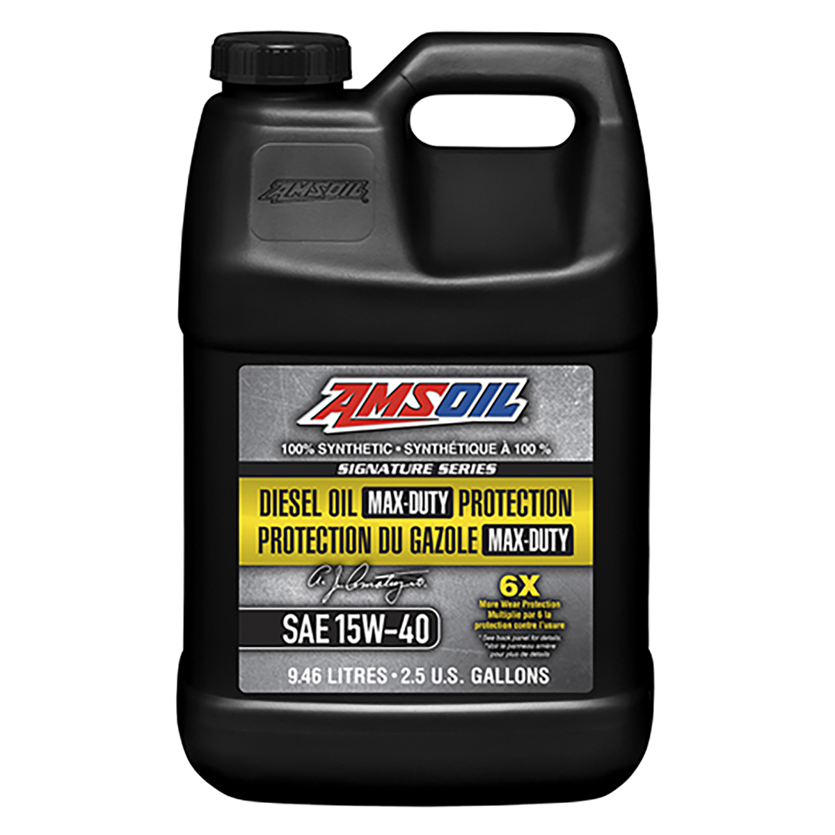 AMSOIL Signature Series Max-Duty 15W-40 synthetic diesel oil 2.5-gallon jug